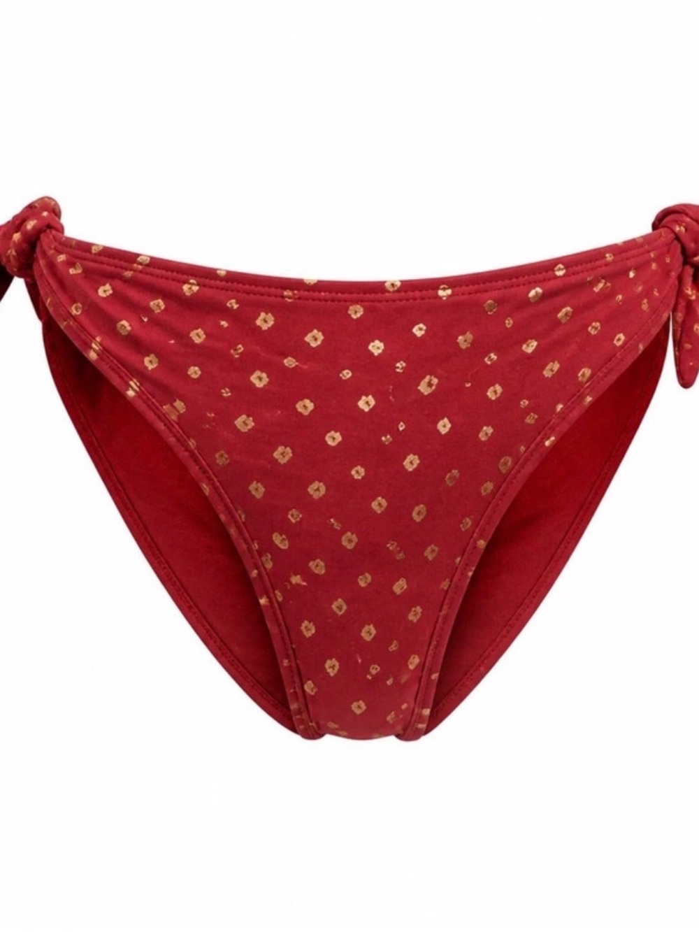 Hot Water Red Bikini Bottoms with Gold Dot Print